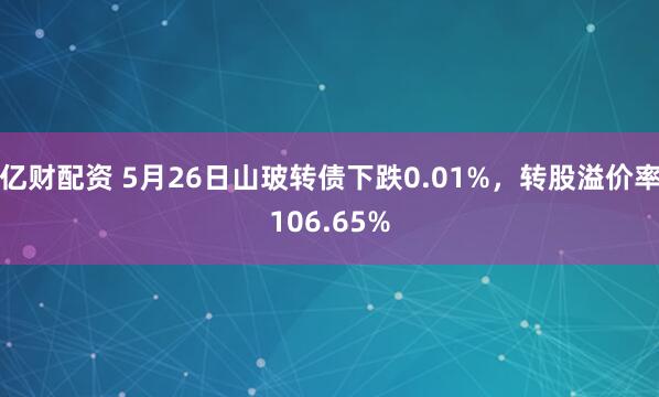 亿财配资 5月26日山玻转债下跌0.01%，转股溢价率106.65%